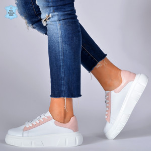 Adidasi Dama Piele Naturala Star Alb/Roz- Need 4 Shoes