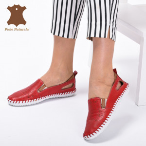 Pantofi Dama Piele Naturala Cauani Rosii- Need 4 Shoes