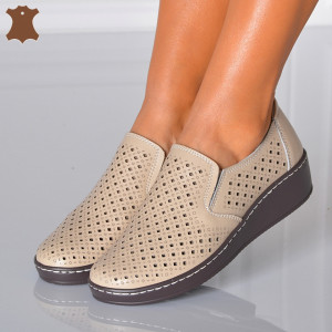 Pantofi Dama Piele Naturala Ilona Bej- Need 4 Shoes