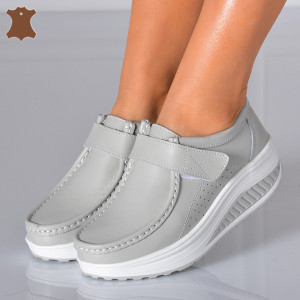 Pantofi Dama Piele Naturala Zena 6 Gri- Need 4 Shoes