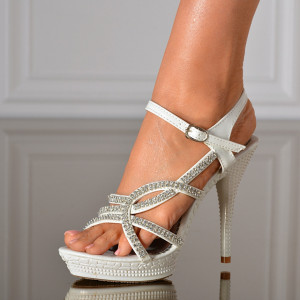 Sandale Dama Cu Toc Aziza Albe- Need 4 Shoes
