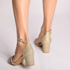 Sandale Dama Cu Toc Camila Aurii- Need 4 Shoes