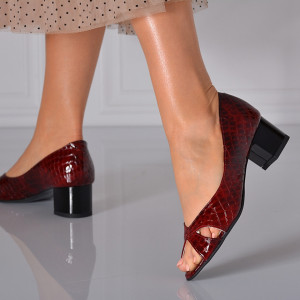 Pantofi cu toc Piele Naturala Antonia 2 Bordo - Need 4 Shoes