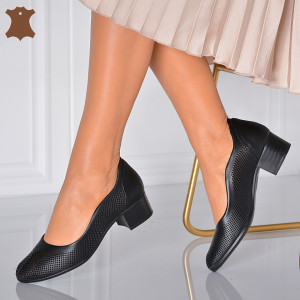 Pantofi Cu Toc Piele Naturala Carmen 2 Negri- Need 4 Shoes