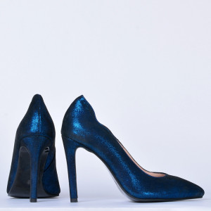 Pantofi Cu Toc Piele Naturala Estell Albastri- Need 4 Shoes