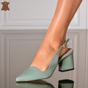 Pantofi Cu Toc Piele Naturala Felicia Verzi- Need 4 Shoes