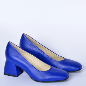 Pantofi Cu Toc Piele Naturala Idris Albastri- Need 4 Shoes