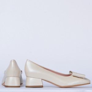Pantofi Cu Toc Piele Naturala Iness Bej- Need 4 Shoes