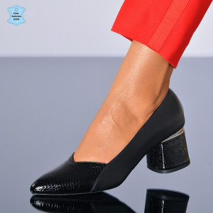 Pantofi Cu Toc Piele Naturala Mya Negri- Need 4 Shoes