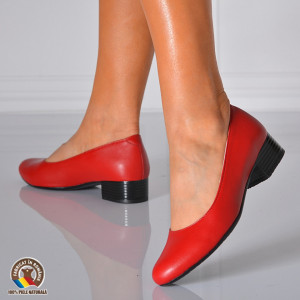 Pantofi Cu Toc Piele Naturala Raluca Red - Need 4 Shoes