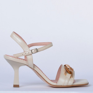 Sandale cu toc Piele Naturala Sibel Bej- Need 4 Shoes