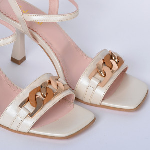 Sandale cu toc Piele Naturala Sibel Bej- Need 4 Shoes