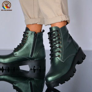Ghete Dama Piele Naturala Maryn Verzi- Need 4 Shoes