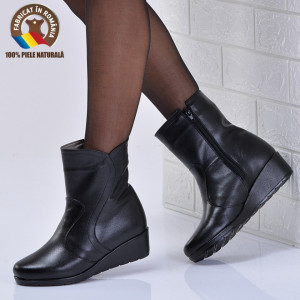 Ghete Dama Piele Naturala Vanesa 2 Negre - Need 4 Shoes
