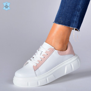Adidasi Dama Piele Naturala Star Alb/Roz- Need 4 Shoes