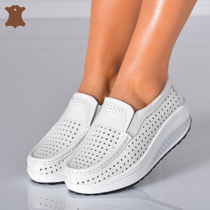 Pantofi Dama Piele Naturala Albi - Need 4 Shoes