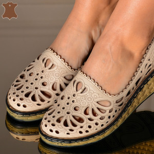 Pantofi Dama Piele Naturala Velika Bej- Need 4 Shoes