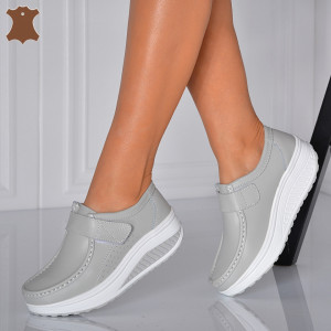 Pantofi Dama Piele Naturala Zena 6 Gri- Need 4 Shoes