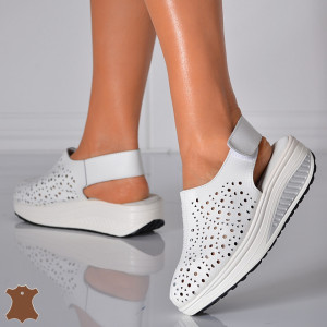 Sandale Dama Piele Naturala Elma Albe- Need 4 Shoes