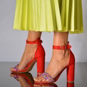 Sandale Dama Cu Toc Molly Rosii- Need 4 Shoes