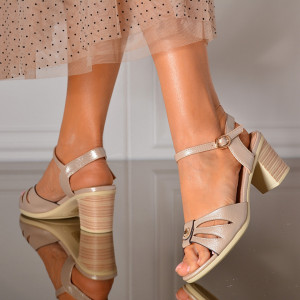 Sandale Dama Cu Toc Silvia 9 Bej- Need 4 Shoes