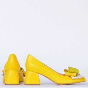 Pantofi Cu Toc Piele Naturala Arabella Galbeni- Need 4 Shoes
