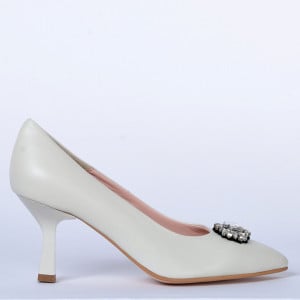 Pantofi Cu Toc Piele Naturala Bianca Bej- Need 4 Shoes