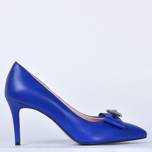Pantofi Cu Toc Piele Naturala Enyra Albastri- Need 4 Shoes