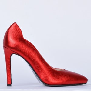Pantofi Cu Toc Piele Naturala Estell Rosii- Need 4 Shoes