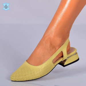 Pantofi Cu Toc Piele Naturala Giulia Galbeni- Need 4 Shoes