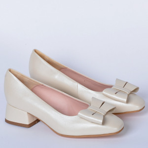 Pantofi Cu Toc Piele Naturala Iness Bej- Need 4 Shoes
