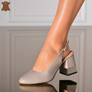 Pantofi Cu Toc Piele Naturala Melinda Nude- Need 4 Shoes