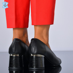 Pantofi Cu Toc Piele Naturala Mya Negri- Need 4 Shoes