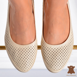 Pantofi Cu Toc Piele Naturala Sharon Bej- Need 4 Shoes