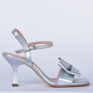 Sandale cu toc Piele Naturala Corina Argintii- Need 4 Shoes