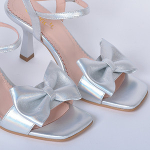 Sandale cu toc Piele Naturala Corina Argintii- Need 4 Shoes