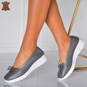 Pantofi Dama Piele Naturala Cleo Gri- Need 4 Shoes
