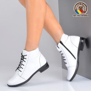 Ghete Dama Piele Naturala Aura Albe - Need 4 Shoes
