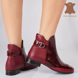 Ghete Dama Piele Naturala Hazal 3 Bordo- Need 4 Shoes