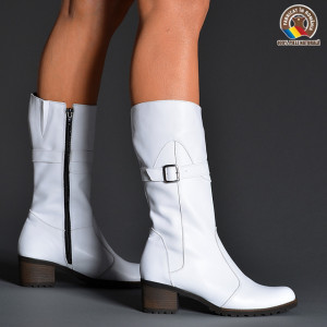 Cizme Dama Piele Naturala Issac Albe - Need 4 Shoes