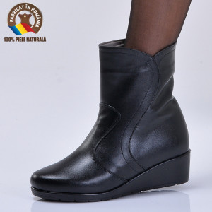 Ghete Dama Piele Naturala Vanesa 2 Negre - Need 4 Shoes