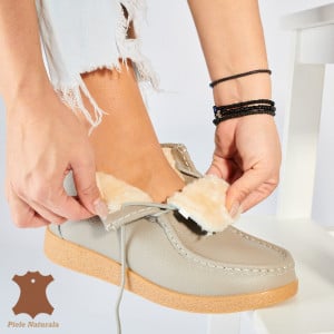 Ghete Dama Imblanite Piele Naturala Zora 2 Gri - Need 4 Shoes