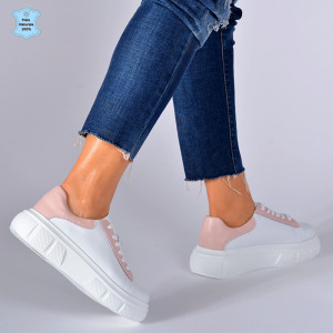 Adidasi Dama Piele Naturala Star Alb/Roz- Need 4 Shoes