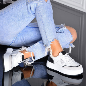 Adidasi Dama Leva Alb/Negru- Need 4 Shoes
