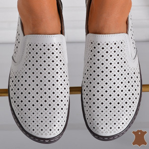 Pantofi Dama Piele Naturala Ilona Albi- Need 4 Shoes