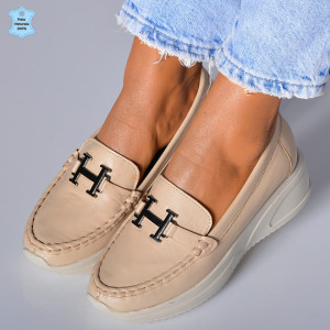 Pantofi Dama Piele Naturala Livia Bej- Need 4 Shoes