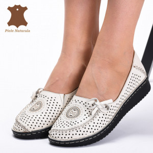 Pantofi Dama Piele Naturala Surya Bej- Need 4 Shoes