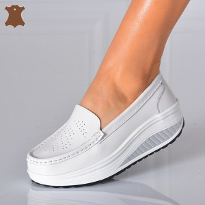 Pantofi Dama Piele Naturala Zena 2 Albi- Need 4 Shoes 