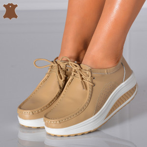 Pantofi Dama Piele Naturala Zena 5 Bej- Need 4 Shoes 