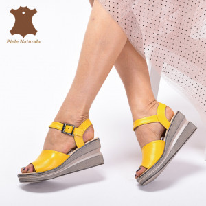 Sandale Dama Piele Naturala Aretina Galbene- Need 4 Shoes
